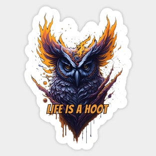 Life is a hoot owl splash art Sticker